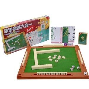 New Drizzle Brand Travel Mahjong Table Set 6 in 1 Games,Portable Size,146 Tiles